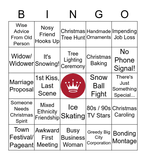 Hallmark Christmas Movie Bingo Card