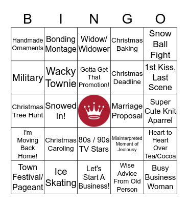 Hallmark Christmas Movie Bingo Card