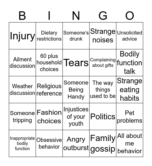Twas the night before BINGO Card