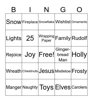 Christmas Bingo Card