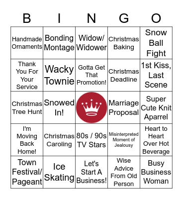 Hallmark Christmas Movie Bingo Card