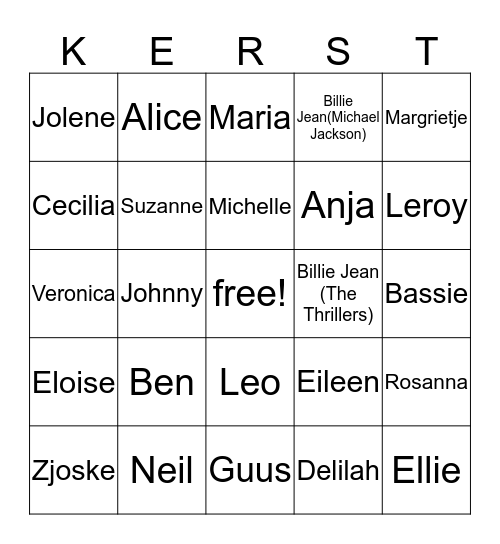 Kerstmis Horsten 2018 Bingo Card