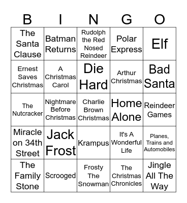 Staughton Family Christmas Bingo Card