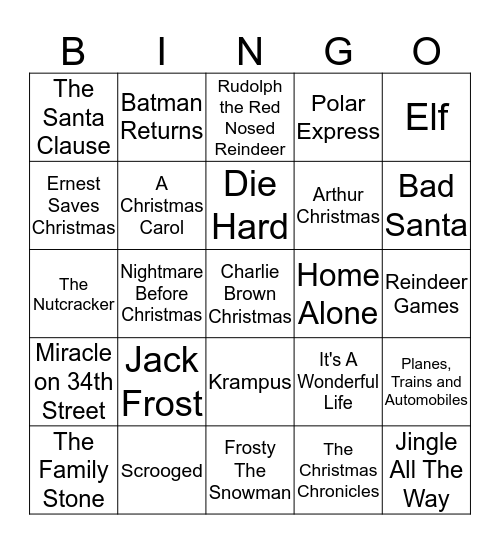 Staughton Family Christmas Bingo Card