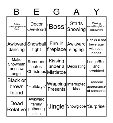 Hallmark Christmas 2018 Bingo Card