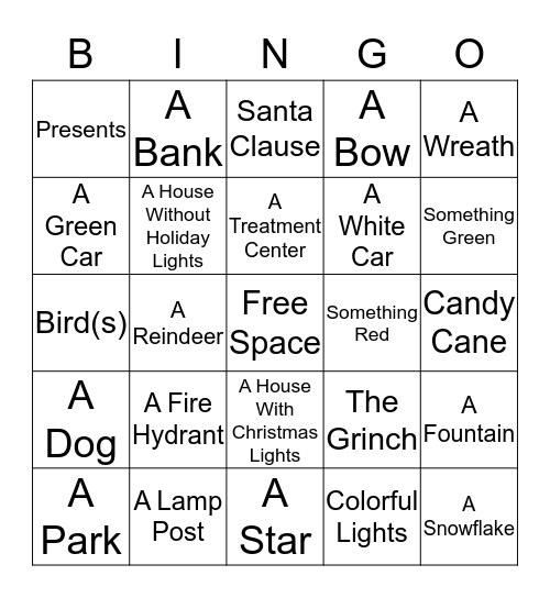 HOLIDAY BINGO :) Bingo Card