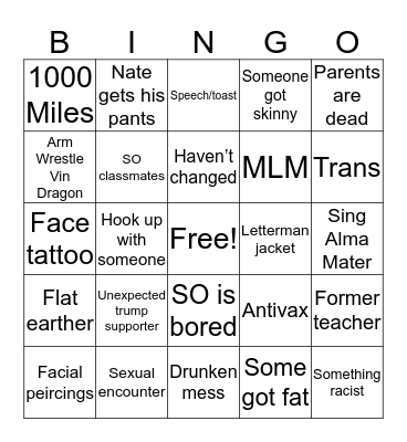 Reunion Bingo Card