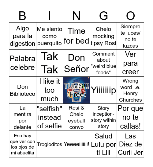 Jolidei Drinking Geim Bingo Card