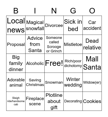 Bad Christmas movie bingo Card