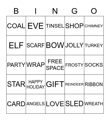 MERRY CHRISTMAS Bingo Card