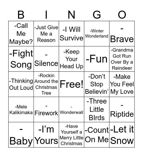 12-24-18 BINGO! Bingo Card
