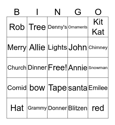 Christmas Bingo Card