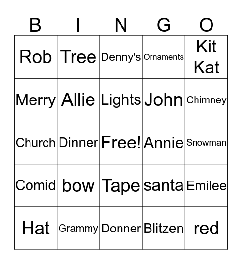 Christmas Bingo Card