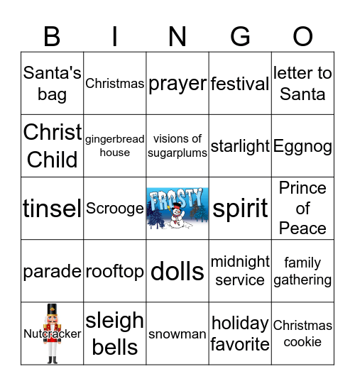 The Waston's Christmas Bingo Card