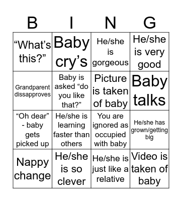 Baby Bingo Card