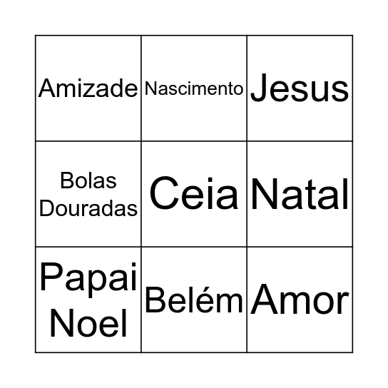 Feliz Natal Bingo Card