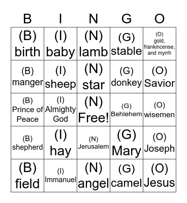 Happy Birthday Jesus Bingo Card