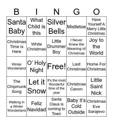 Christmas Time Bingo Card