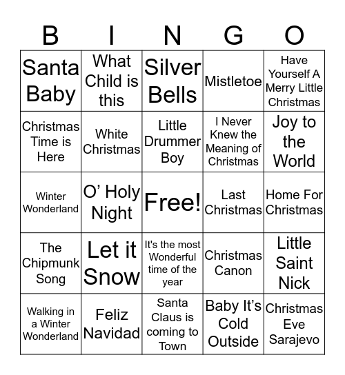 Christmas Time Bingo Card