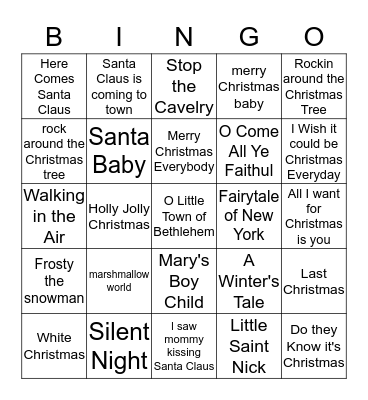 CHRISTMAS  SONGS Bingo Card