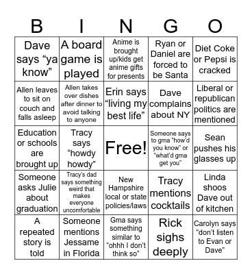 The night b4 Christmas Bingo Card