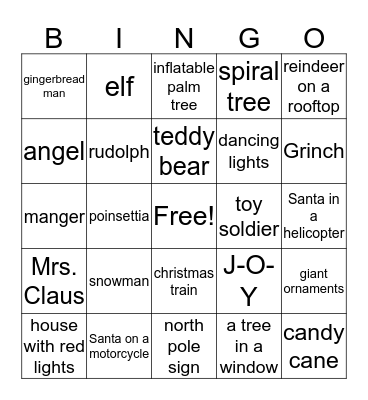 Christmas Lights Bingo Card