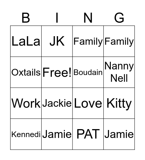 Martin Christmas Bingo Bango! Bingo Card