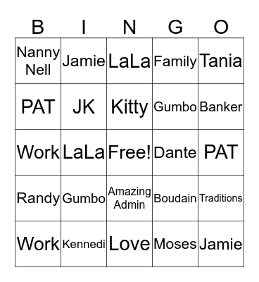 Martin Christmas Bingo Bango! Bingo Card
