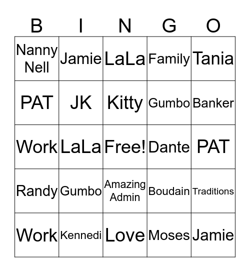 Martin Christmas Bingo Bango! Bingo Card