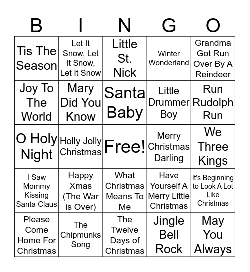 CHRISTMAS BINGO Card