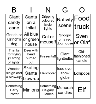 CHRISTMAS LIGHT BINGO!! Bingo Card