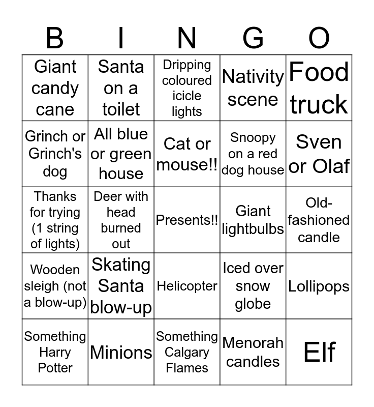 CHRISTMAS LIGHT BINGO!! Bingo Card