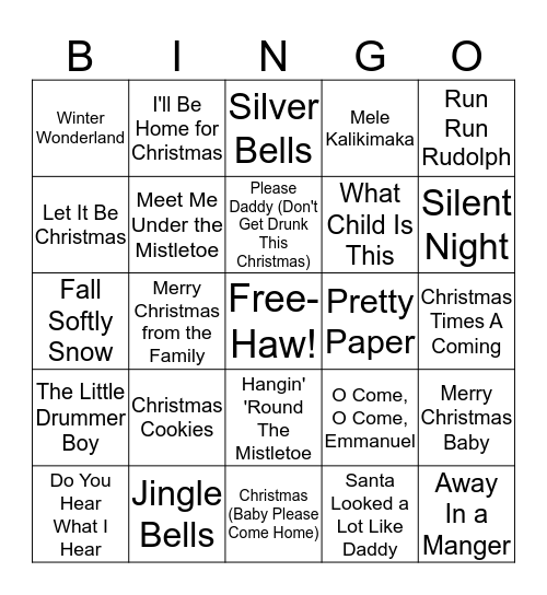 Country Christmas Bingo - Game 1 Bingo Card