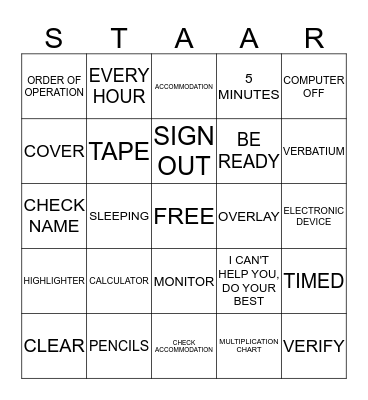 ALI'S  STAAR  BINGO  2014 Bingo Card