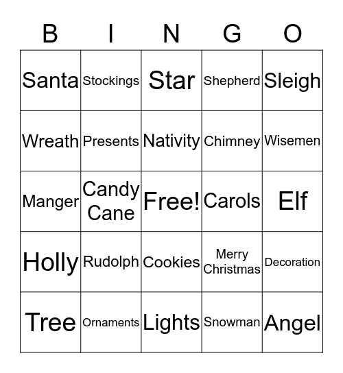 CHRISTMAS BINGO Card