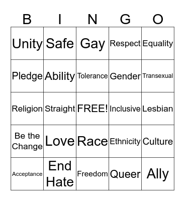 Ally Bingo Card