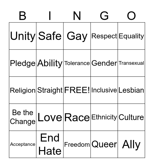 Ally Bingo Card