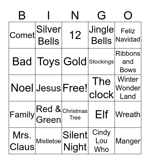 LaHa Holiday BINGO Card
