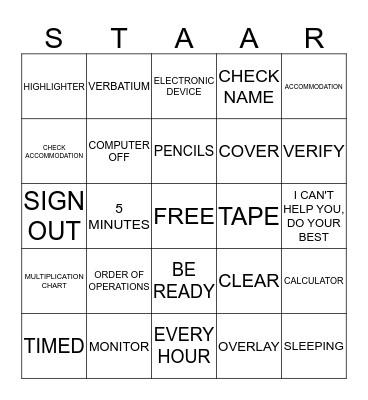 ALI'S  STAAR  BINGO  2014 Bingo Card