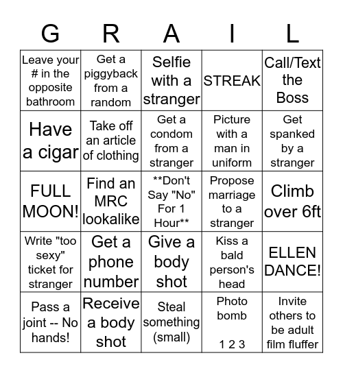 THE HOLY Bingo Card