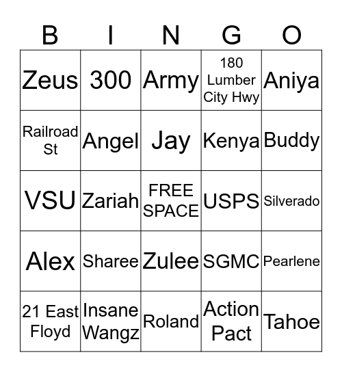 The Reeds1 Bingo Card