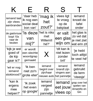 Kerst 2018 Bingo Card