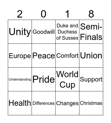 Queen's Speech Bingo 2018 Bingo Card