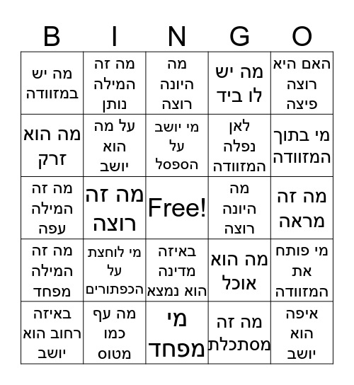 היונה המופלאה Bingo Card