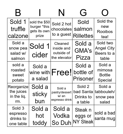 Week 4 Bingo Card