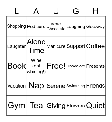 Chai Lifeline Moms' Retreat Bingo Card