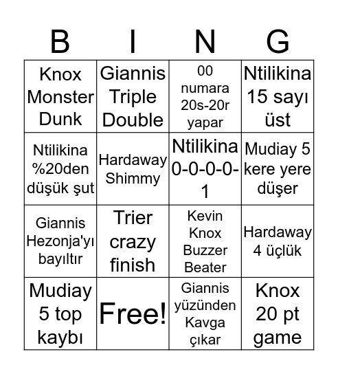 KNICKS XMAS BINGO BY NVNY Bingo Card