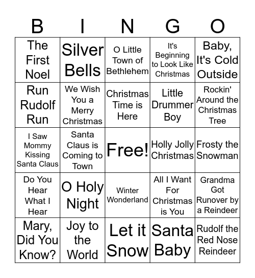 A HadleyCorte Christmas Bingo Card