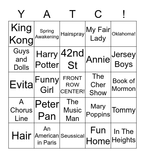 BROADWAY BINGO Card