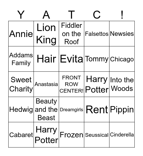 BROADWAY BINGO Card